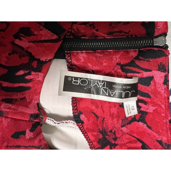 009-030 Julian Taylor Dress Women's Size 12 Red & Black Short Sleeve Fit & Flare - Picture 8 of 8